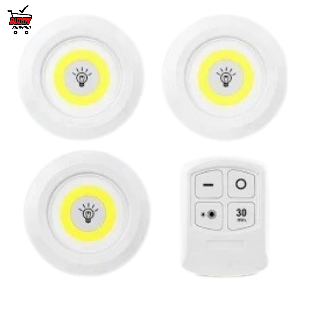 Kit 3 Lâmpada Luminária Led Spot Sem Fio Controle Remoto em Oferta na Shopee