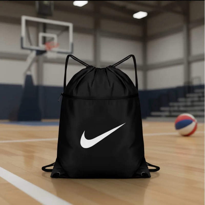 Mochila Saco de Academia - Nylon Resistente, Fecho com Cordão, Bolso Frontal com Zíper em Oferta na Shopee