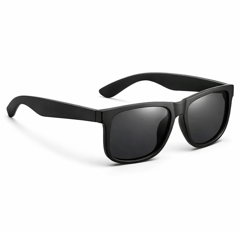 Óculos De Sol Quadrado Polarizado Proteção UV400 Masculino Feminino Preto Fosco Premium + Acessórios