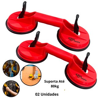 Kit Ventosa Dupla Profissional Suporta 80kg Vidros, Porcelanatos, Espelhos, Granito em Oferta na Shopee