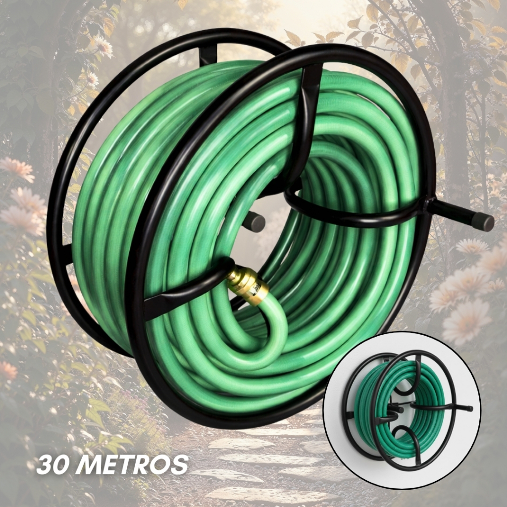 Enrolador Suporte Mangueira Jardim Em Aço Suporte Giratorio 30 metros