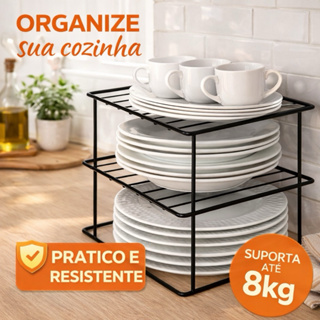 Organizador De Pratos Quadrado Aramado Suporte Armário Cozinha Aço Reforçado em Oferta na Shopee