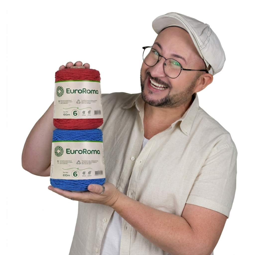 Kit 2 Unidades Barbante EuroRoma Fio N6 ou N8 600g para Crochê - ESCOLHA SUA COR em Oferta na Shopee