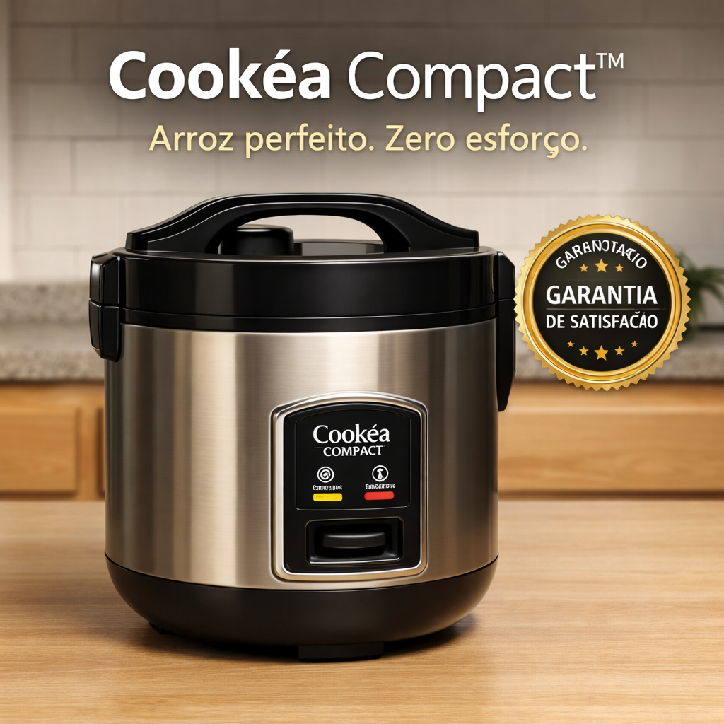 Panela Elétrica de Arroz 1 Litro 220V Cookéa Compact Automática Antiaderente Mantém Aquecido Preta Compacta