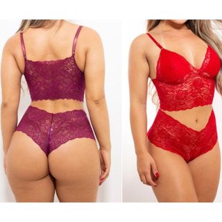 Conjunto renda- Lingerie-Musa-Sensual-Luxo Lingerie Renda Feminina Sexy