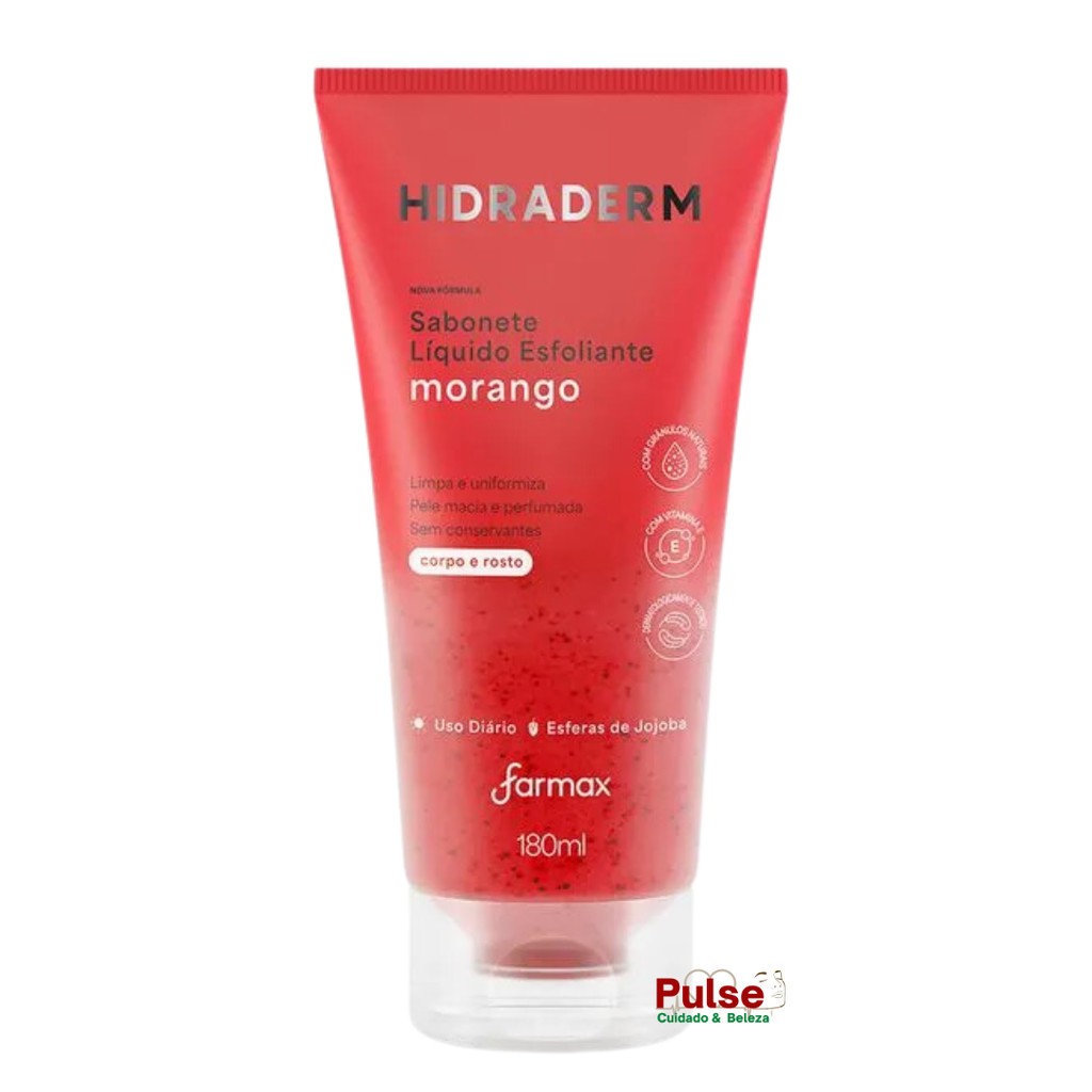 Sabonete Esfoliante Hidraderm Morango para o Corpo e Rosto - 180ml em Oferta na Shopee