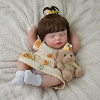Bebê Reborn Boneca Silicone 48cm Menina Olho fechado Articulada Vestido Amarelo Brastoy em Oferta na Shopee