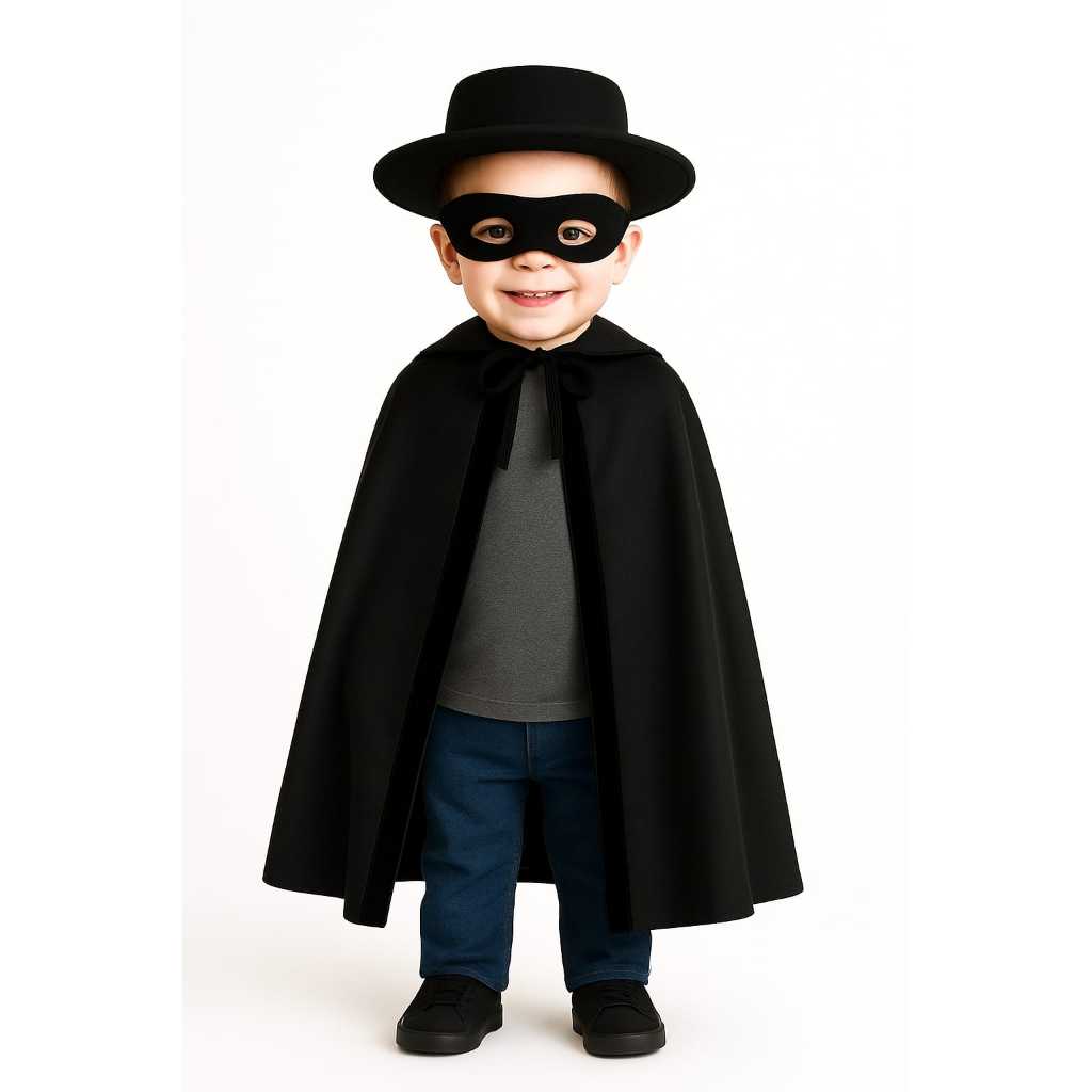 fantasia>infantil capa preta - estilo zorro Halloween