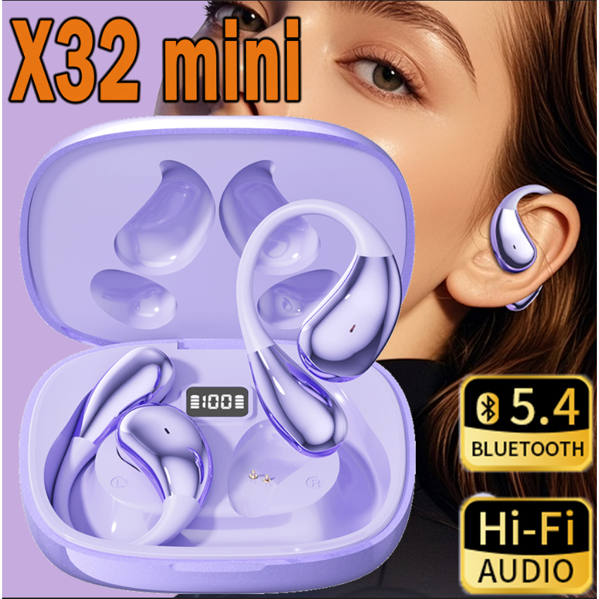 TWS-X32Mini Fone de ouvido sem fio Bluetooth 5.4, sem atraso na música, carregamento tipo C, 200 mAh - Ouça música em Oferta na Shopee