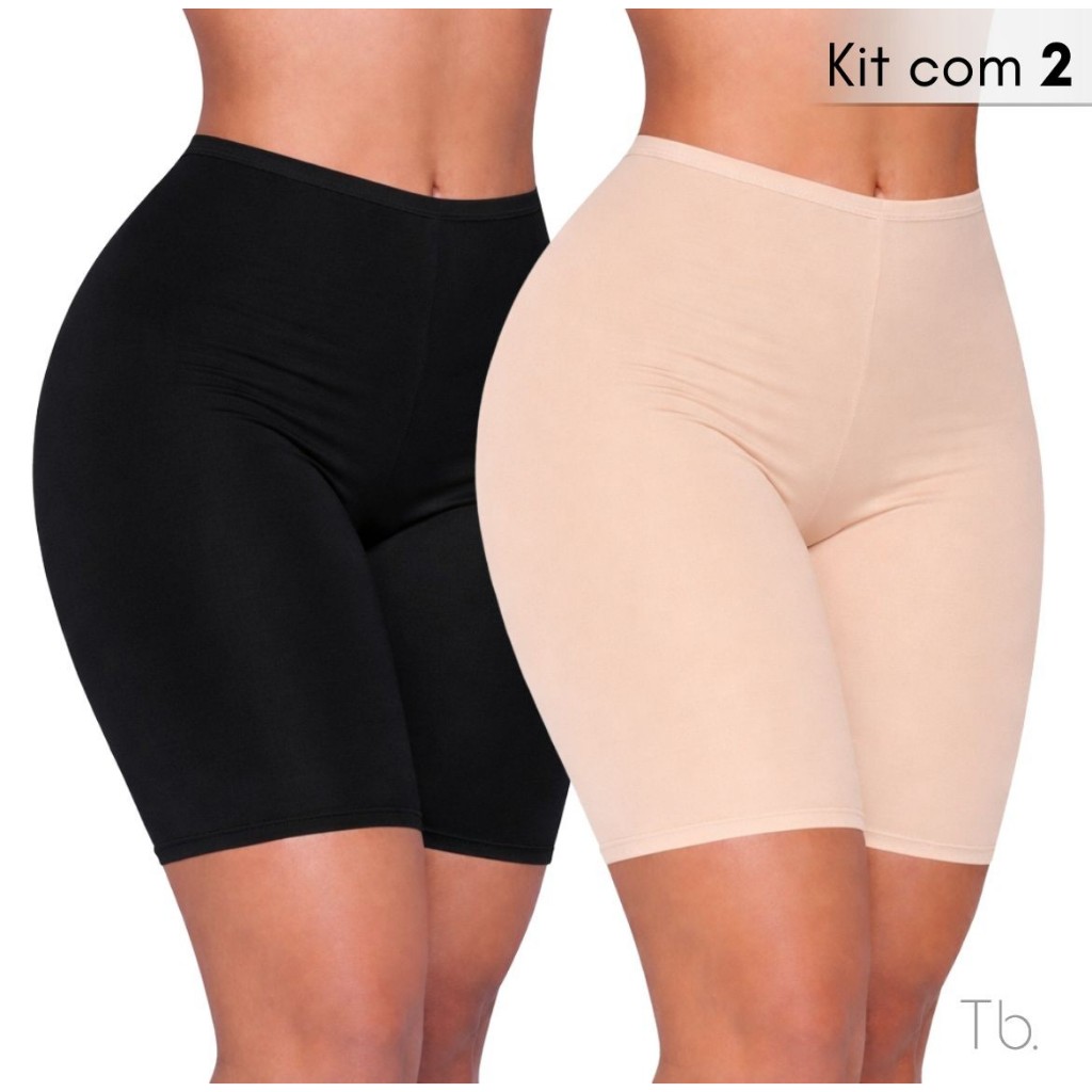 Kit 2 Shorts Bermudas Feminino Anágua Segunda Pele Antiatrito Modeladora Confortável em Romantic The Body