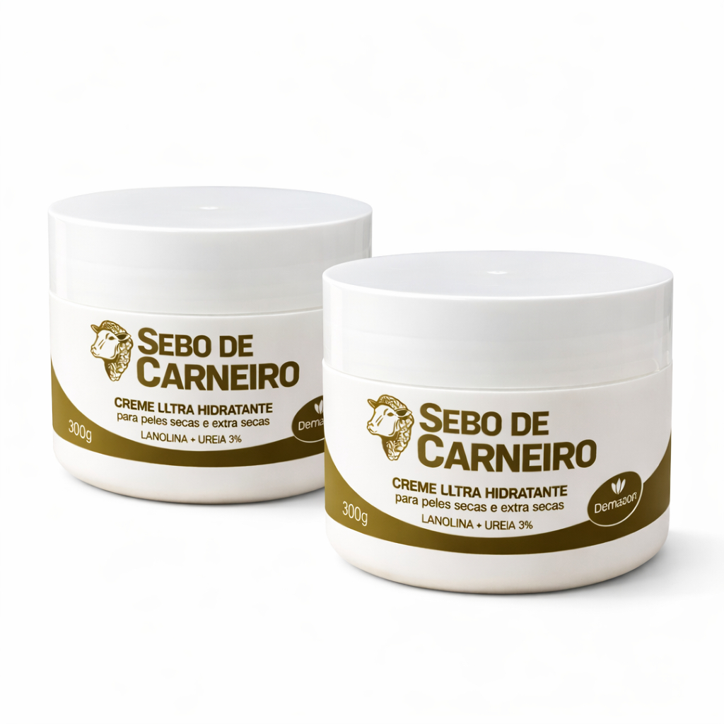 Creme Ultra Hidratante Sebo De Carneiro 300g Demazon Lanolina E Ureia Hidratação Kit 2 Unidades