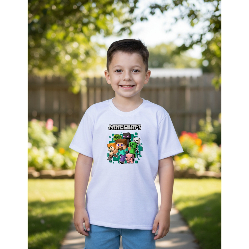 CAMISETA INFANTIL JOGOS MINECRAFT JOGADOR MENINO MENINA UNISSEX CAMISA ROUPA