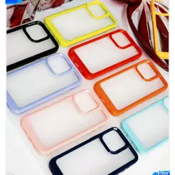 Capa Bumper Transparente com Bordas Coloridas Anti-Impacto Para iPhone 11 12 13 14 PRO PLUS PROMAX
