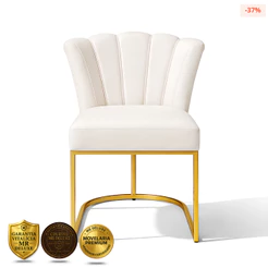 Cadeira Decorativa Pétala De Mesa de Jantar, Cadeira para Penteadeira Base Dourada