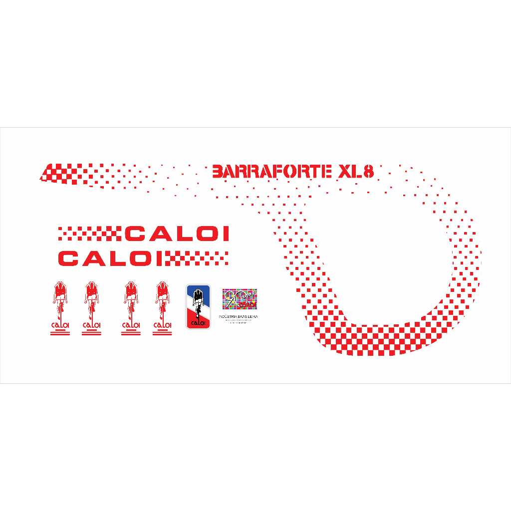Adesivos Bicicleta Caloi Barra Forte XL8 1988 Vermelho