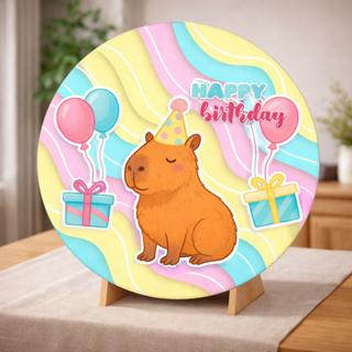 Painel Mini Redondo De Festa Capa Tema Capivara 50x50 em Oferta na Shopee