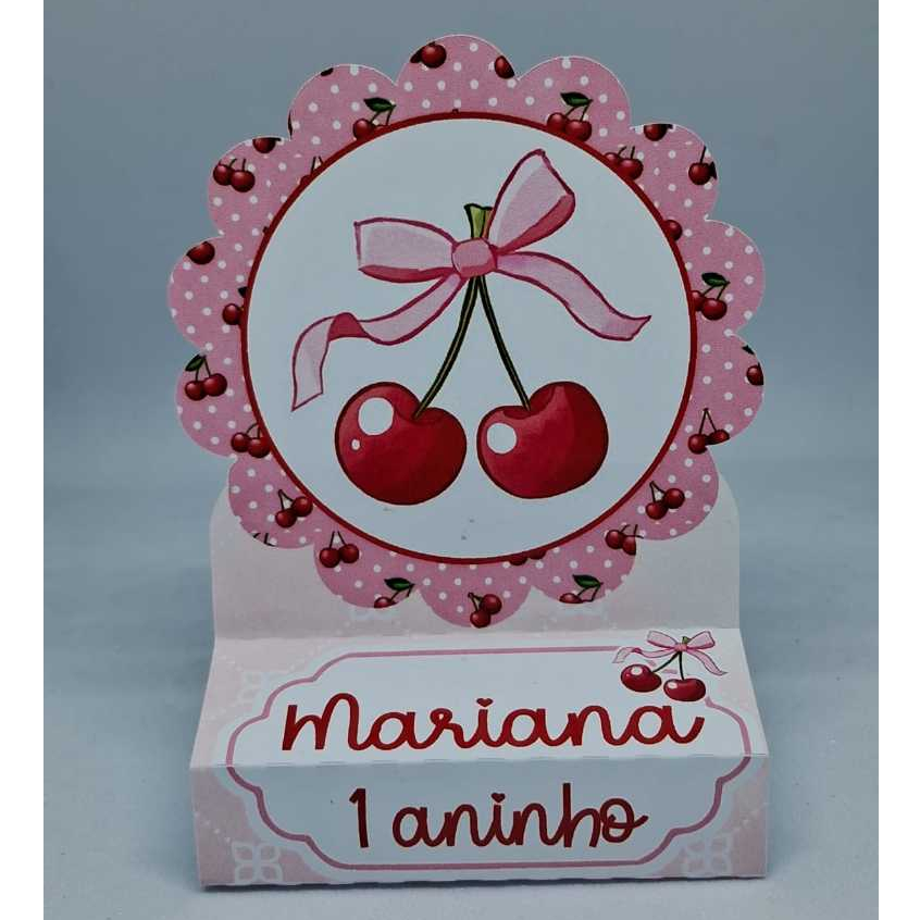 Porta Bis Duplo Cerejinha Personalizado – Lembrancinha Festa Infantil – Porta Chocolate Bis – Tema Cerejinha