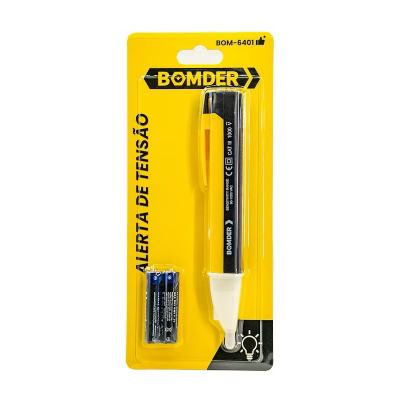 Caneta Detectora de Tensão 90–1000V Bomder | Testador Elétrico com Alerta Sonoro e LED