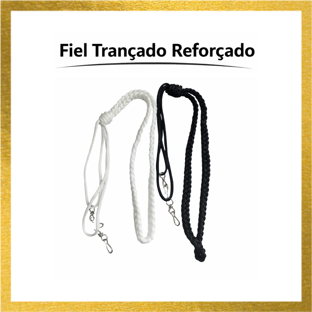 Fiel Trançado 2 Pontas Reforçado 65cm com Mosquetão Uso Tático Vigilante