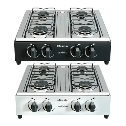 Fogão de Mesa 4 Bocas Braslar Asiático Bf A Gas Branco Alta Performance