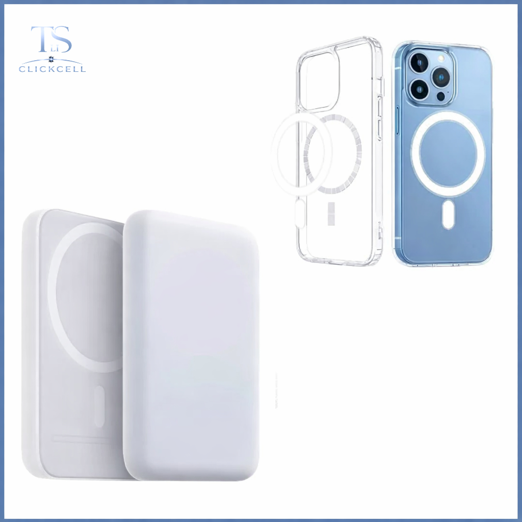 Kit Carregador Portátil Indução e Capa + Magsafe  Compatíverl Com IP - Sem Fio 10000 mAh