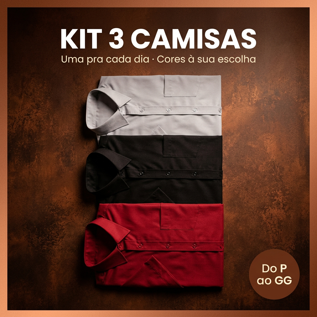 Kit 3 Camisa Social Masculina Manga Curta Com Bolso Blusa Masculina Social Tecido Não Amassa