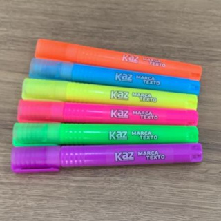Kit Marca Texto KAZ Neon com 6 Cores Vibrantes Ponta Chanfrada Macia em Oferta na Shopee
