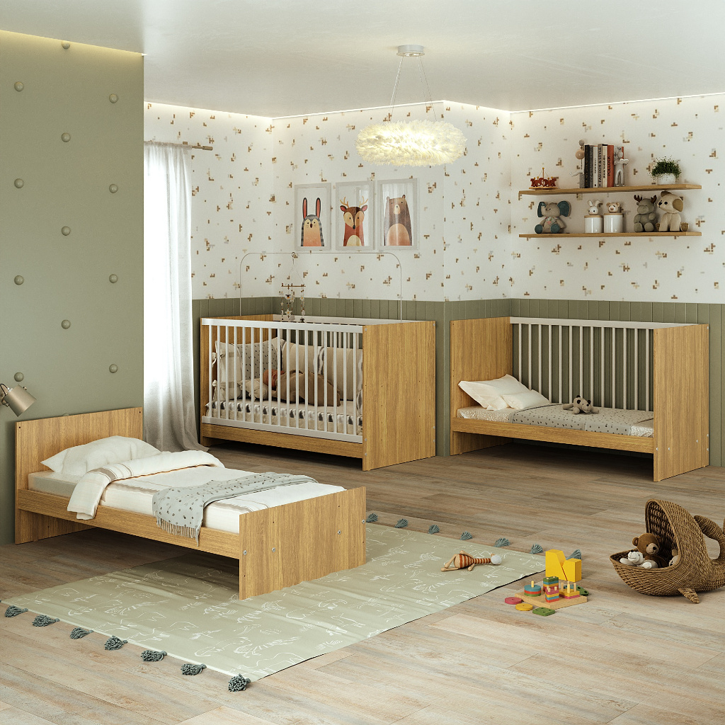 Berço 3 em 1 para Colchão 60 x 130 cm Trevalla Multimóveis MP0527G 3 Anos de Garantia