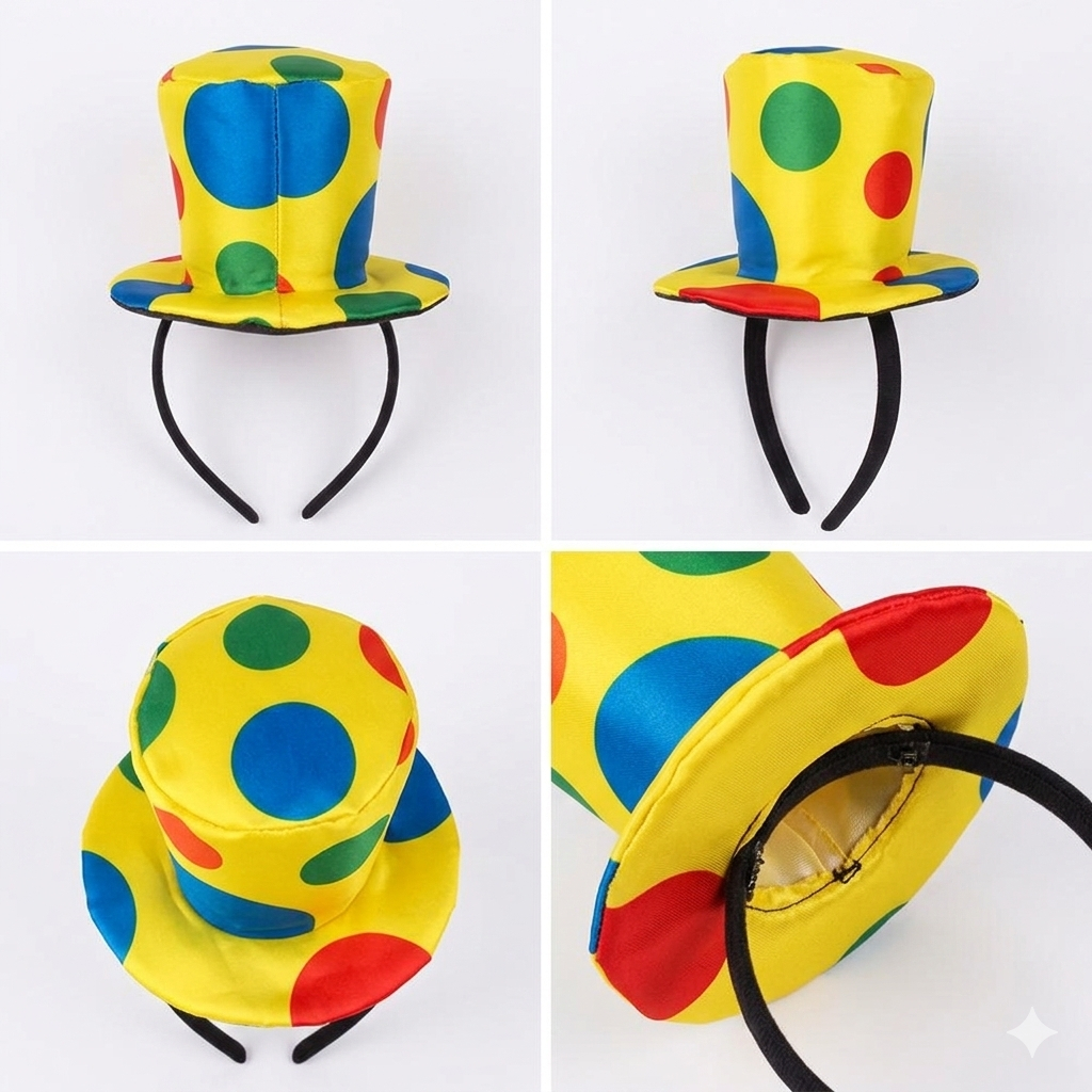 Acessório Tiara Carnaval Arquinho Chapéu De Palhaço Infantil E Adulto Colorido Cartola Arco