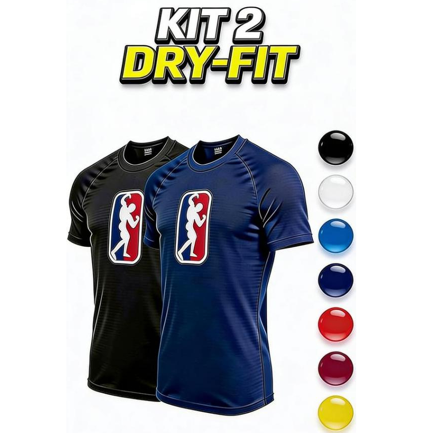 Kit 2 Camisetas Dry Fit Masculino Academia Tecido Leve Musculação e Treino Flexível