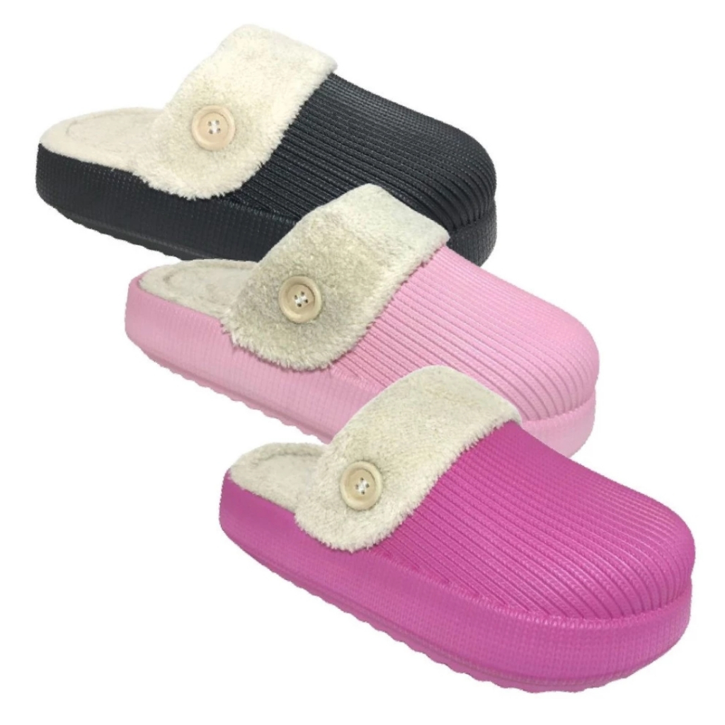 Pantufa Feminina chinelo Nuvem Inverno Forrado Anatomico Bota Pelinho Macio Confortavel Preto Rosa em Oferta na Shopee
