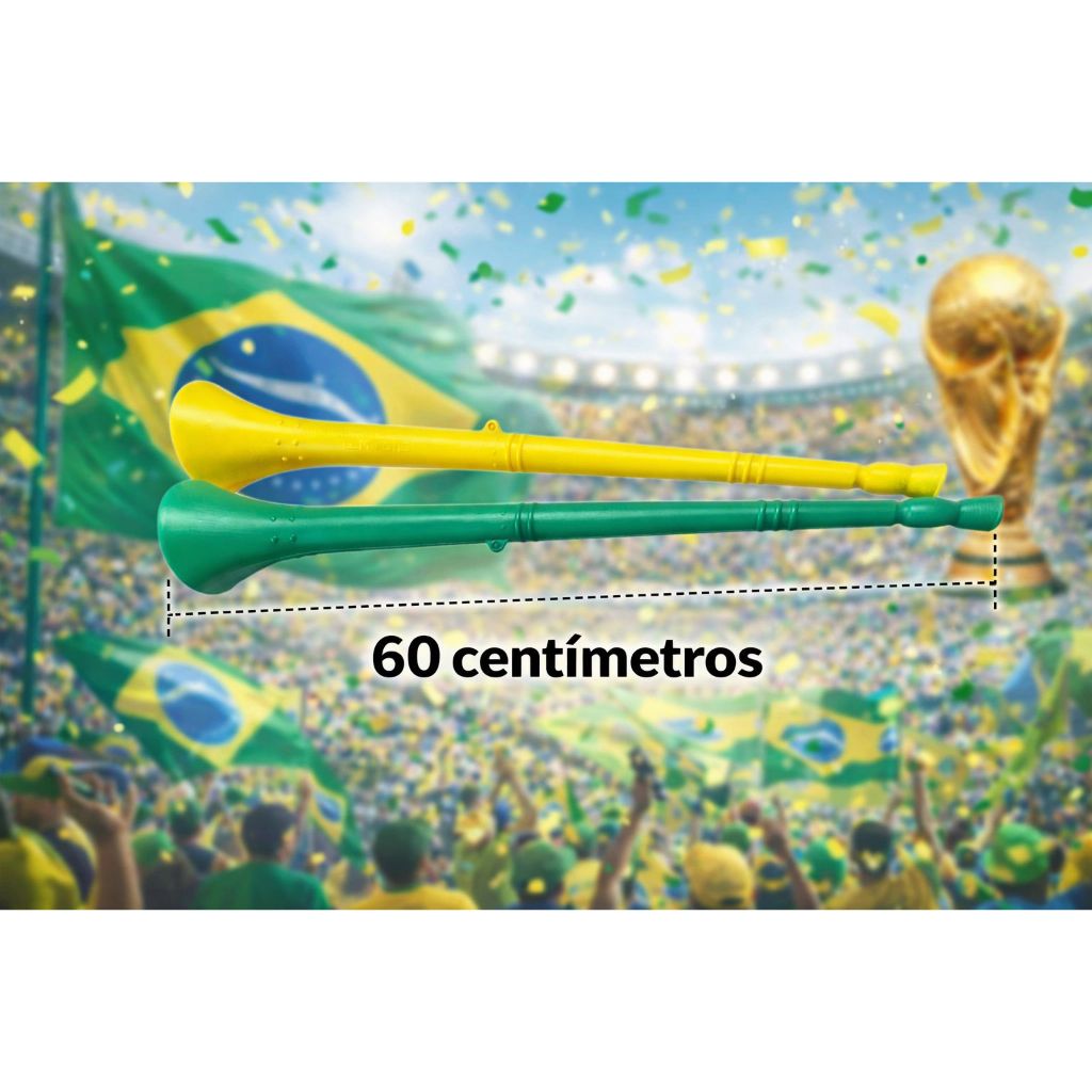 Kit 2 Vuvuzelas Verde e Amarela Seleção Brasileira Copa do Mundo