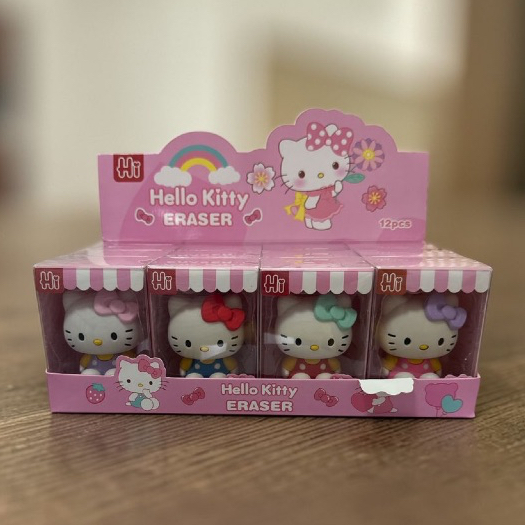 Borracha Hello Kitty 3D Antialérgica , Não Tóxica e Colecionável - Papelaria Fofa & Criativa
