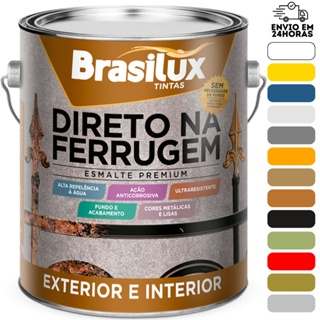 Tinta Direto na Ferrugem Esmalte Sintetico 3,6L Brasilux - Todas as Cores Disponiveis em Oferta na Shopee