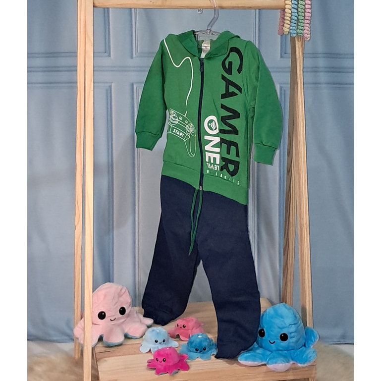 Conjunto Moletom Infantil Menino Gamer One Mega Kids - Tamanho 2 - Peluciado Confortável
