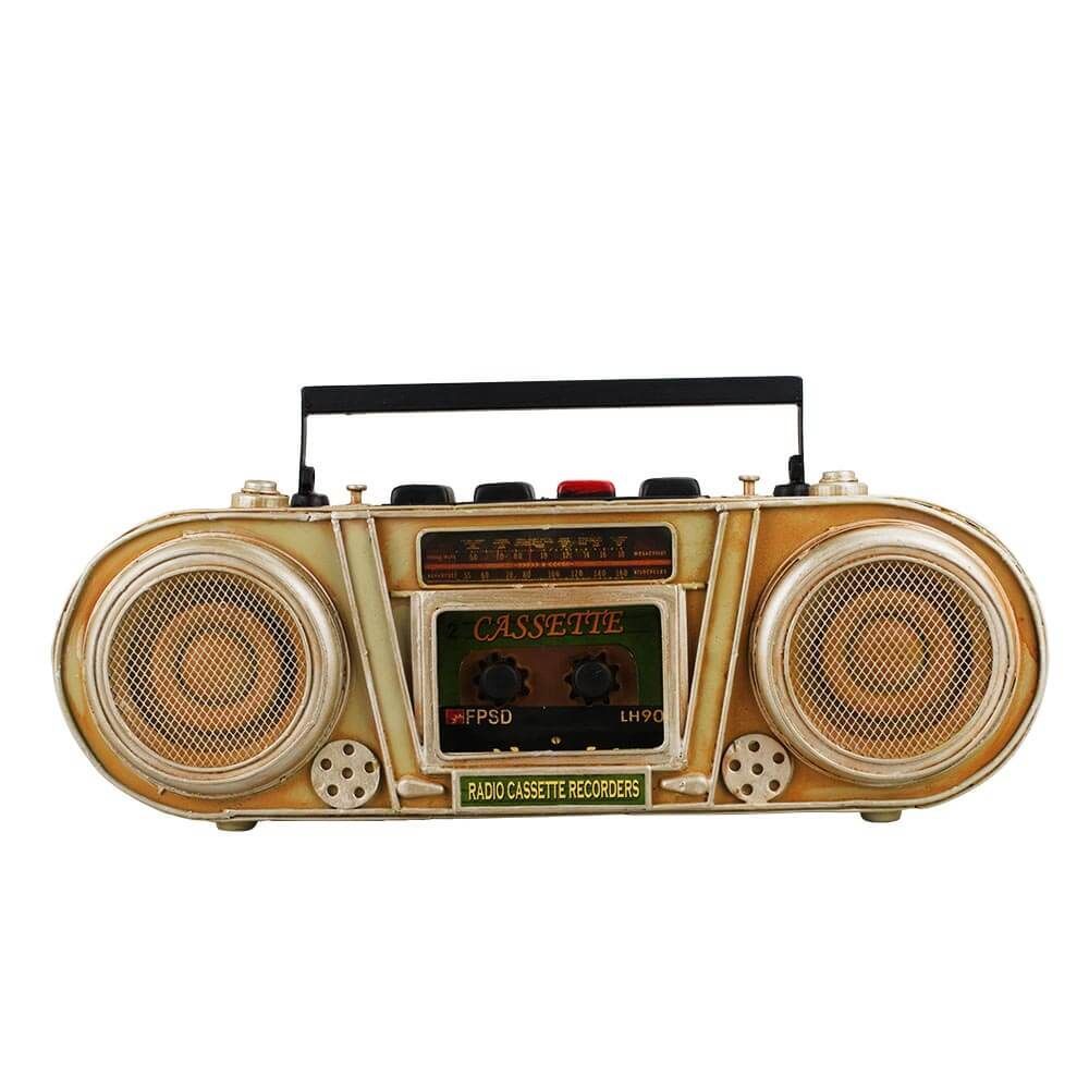 Enfeite Retrô Rádio 36cm Antigo Cofrinho Porta Moeda Decoração Retrô Vintage Antigo Decorativo Metal