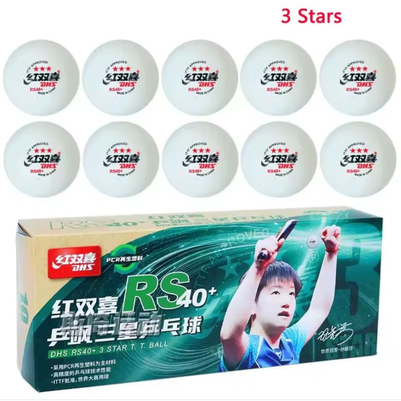 10 Bolas tênis de mesa profissional DHS RS40+ 3 Estrelas
