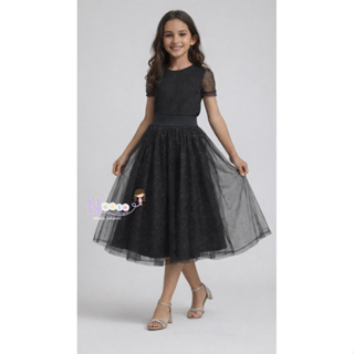 Saia Infantil Preta de Tule com Glitter – Moda Evangélica – 6 a 14 Anos em Oferta na Shopee
