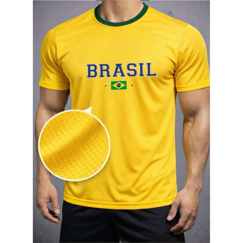 Camiseta Brasil Dry Fit Seleção Brasileira Masculina Treino Academia