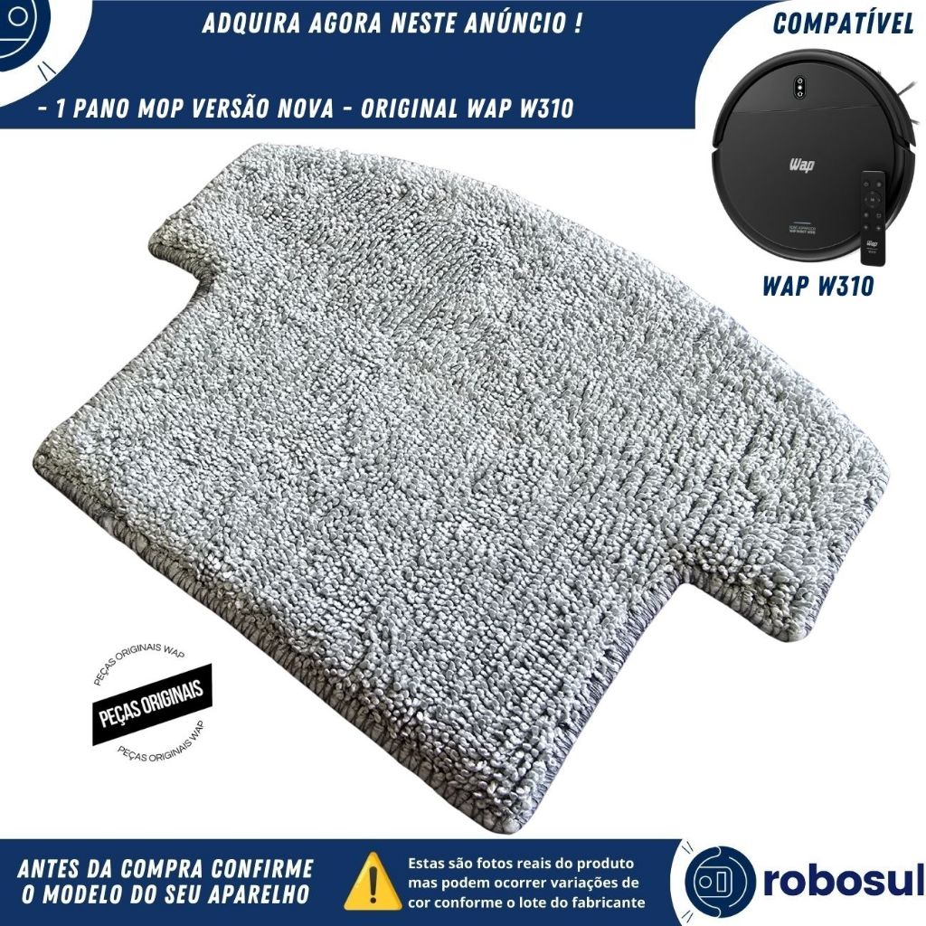 Refil Pano Mop Flanela Esfregão VERSÃO NOVA Original Para Robô Aspirador Wap Robot W310