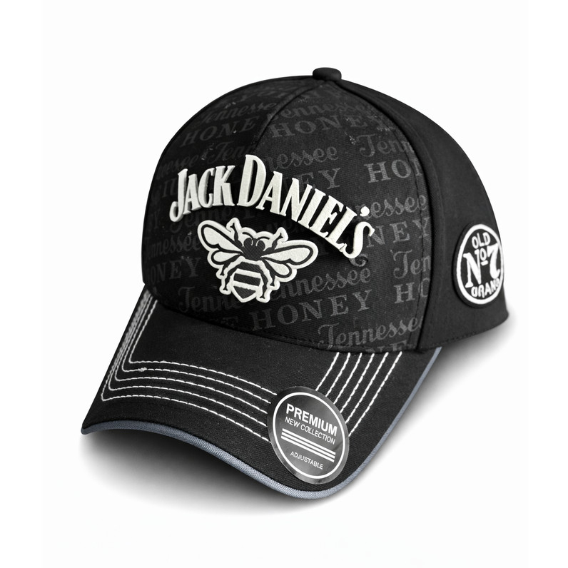 Boné Jack Daniels Honey Preto Aba Curva Snapback Masculino Premium Boné Whiskey
