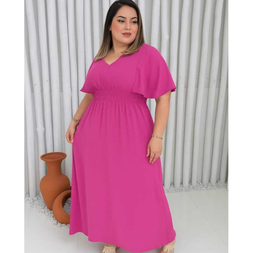 VESTIDO EVANGELICO plus size MANGA MORCEGO.