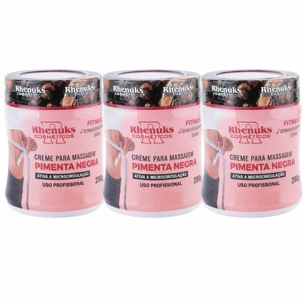 Creme Para Massagem Pimenta Negra Rhenuks 200g Ativa Microcirculação Uso Profissional Dermatologicamente Testado Creme E em Oferta na Shopee