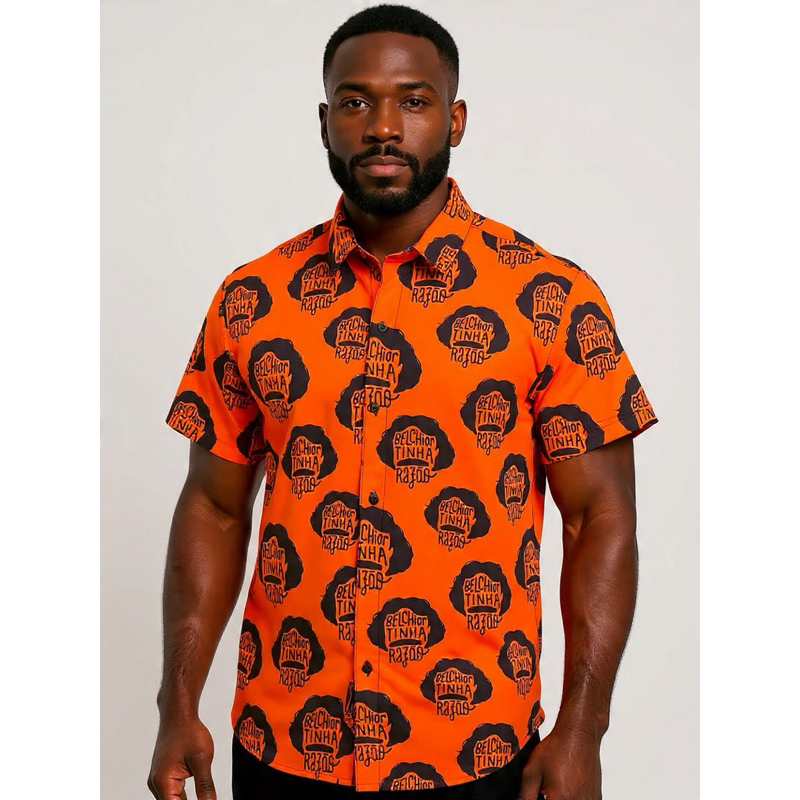 Camisa de botão unissex estampa caricatura Ícone belchior