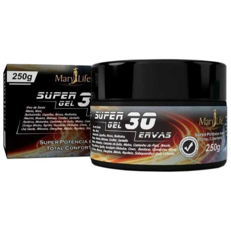 Pomada Massageadora Super Gel 30 Ervas 250g Mary Life em Oferta na Shopee