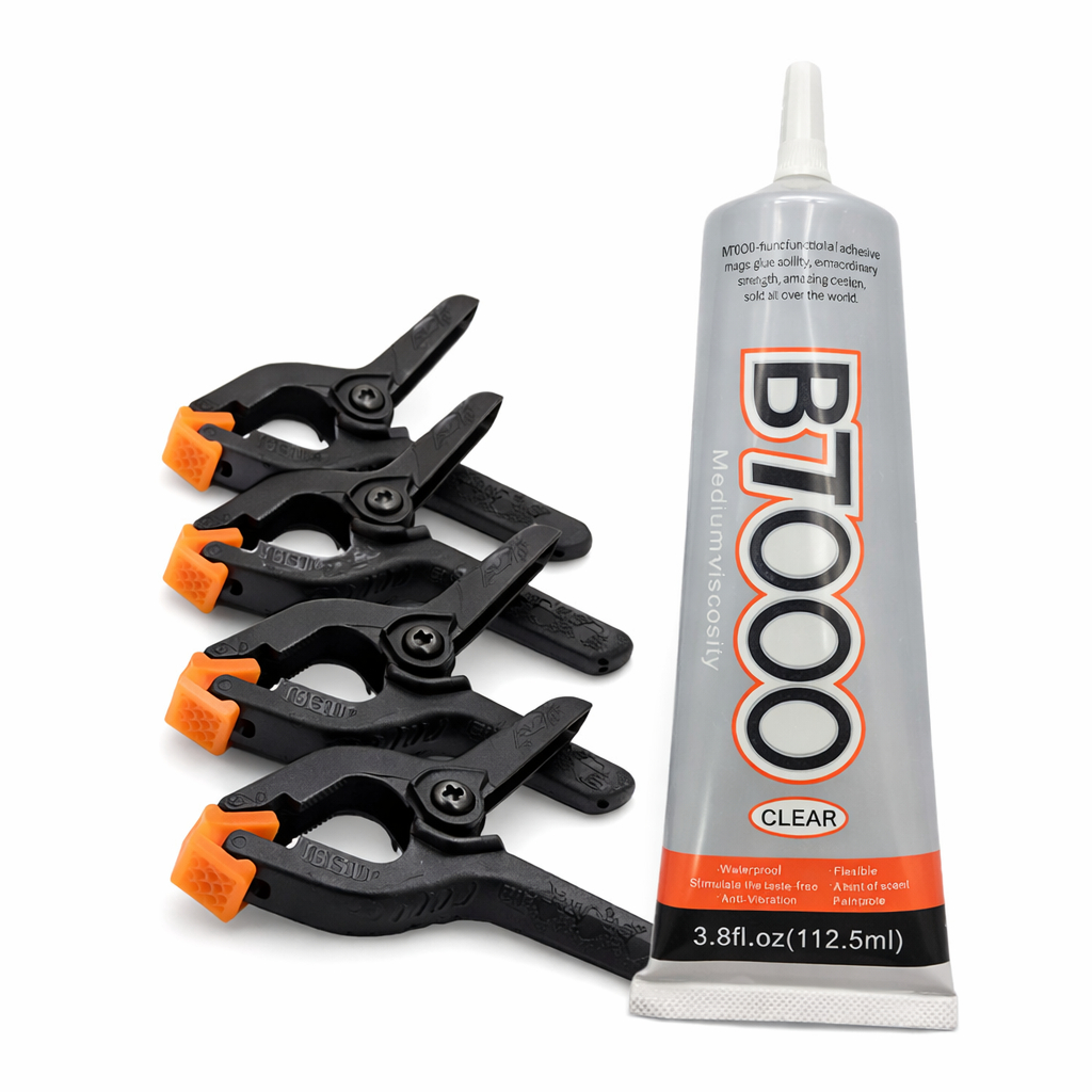 Kit Com 4 Grampos Presilhas Fixa Tela De Celular + Cola