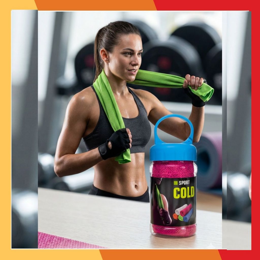 Toalha Resfriamento Microfibra 88x29cm + Estojo >Seca Rápido Praia Camping Academia Fitness Crossfit