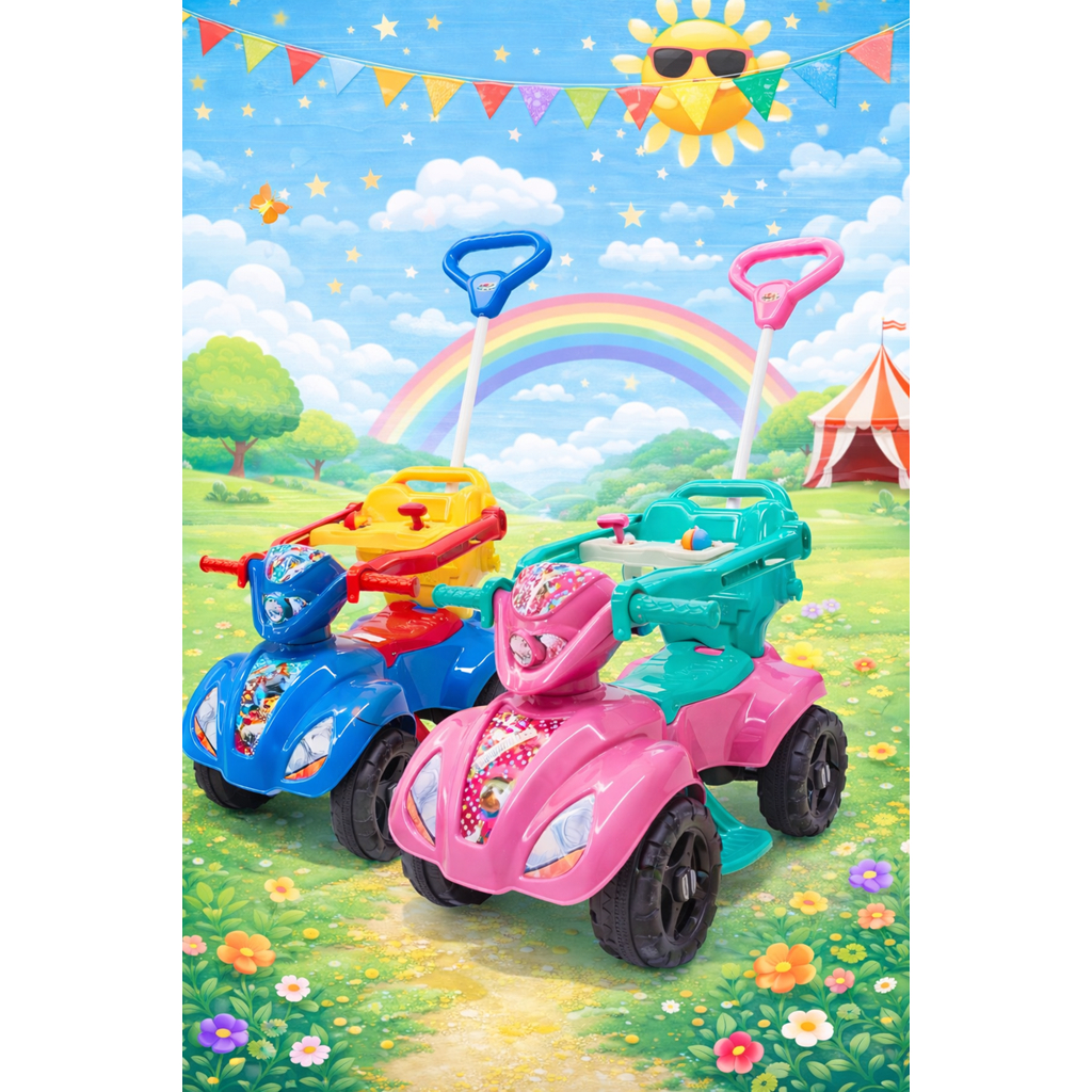 Quadriciclo Infantil Passeio Criança 12+ Meses Carrinho Andador Sem Pedal Brinquedo Resistente Rodas Largas