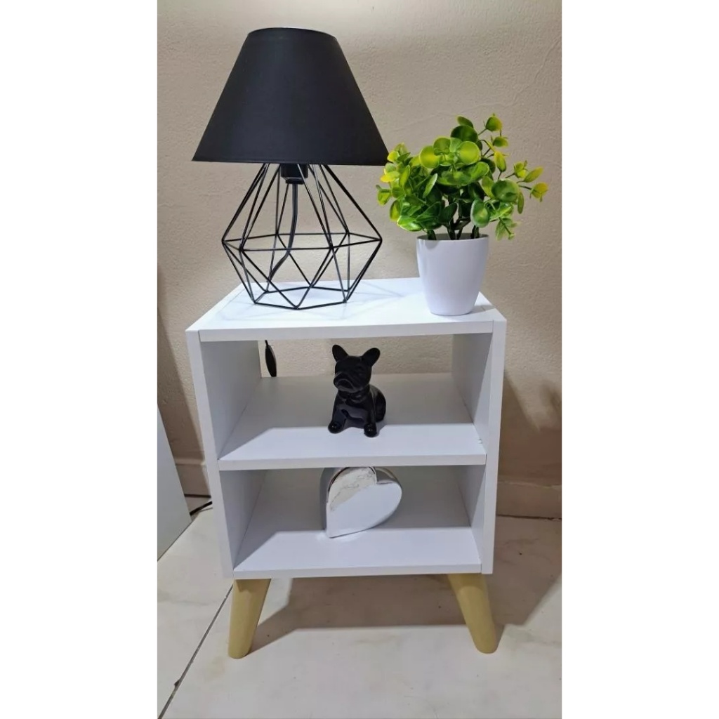 Mesa de Cabeceira Retrô Palma com Nicho para Quarto Casal ou Solteiro Mesa Lateral Decorativa
