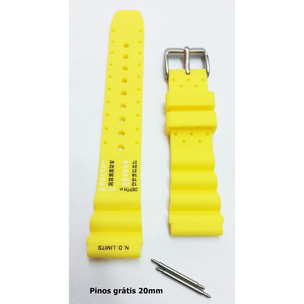 Pulseira Silicone Citizen Aqualand Amarela 3740 + Pinos